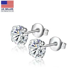 Fashion Women Jewelry Four Prong Crystal Earrings Stud Pop Simple Style 6mm 0970 - Picture 1 of 8