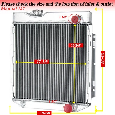 3 Row Aluminum Radiator For 1965-1966 Ford Mustang/60-65 Falcon Ranchero Comet - Image 1 of 4
