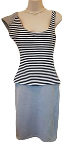 Alexander McQueen Dress blue stripe cotton cap sleeve Jersey bodycon Size S - Picture 1 of 12