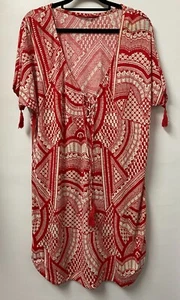 TIGERLILY Womens Red White Print Dress Relaxed Short Sleeve Boho Beach Size S - Picture 1 of 6