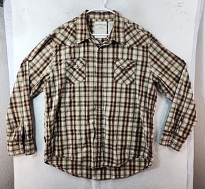Aeropostale Mens XL Brown Plaid Long Sleeve Pearl Snap Button Up Shirt - Picture 1 of 11