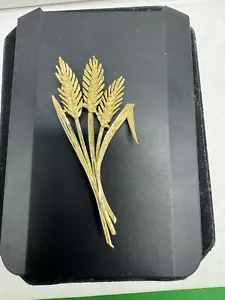 Vintage Esemco 14K Gold Wheat Brooch – Classic Mid-Century Design 5 Grams - Picture 1 of 6