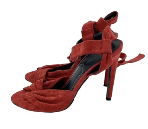 Kendall + Kylie Delilah Red Bow Suede Leather Ankle Wrap Sandals SZ 7 New SH14 - Picture 1 of 8