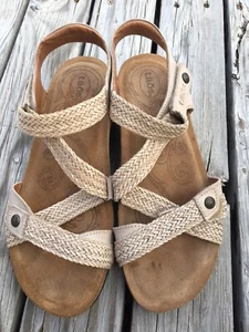 Sandali TAOS Trulie beige sughero slingback zeppe taglia 7-7,5 donna USA - Foto 1 di 20