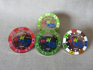 Lot of Four 2006 eBay Live Las Vegas Poker Chip Enamel Pins Brand New - Picture 1 of 3