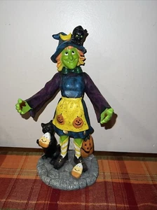 Vtg Oxford Elite Witch & Black Cats Figurine Candy Corn Halloween Statue 12.5” - Picture 1 of 9