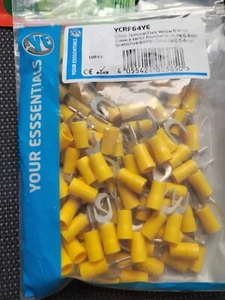 100 x Yellow Cable Crimp Fork Spade Terminals Connectors - Picture 1 of 2