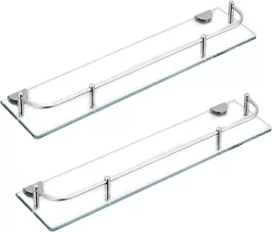 Glass Bathroom Shelf Glass Shower Shelves For Bathroom Rectangular Tempered Glas - Picture 1 of 8