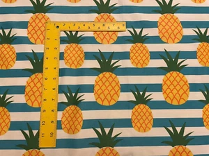 Large Blue & White Striped Tablecloth with Pineapples 60"X 100" - Picture 1 of 2