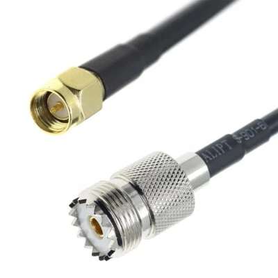 UHF female SO239 to SMA male Plug connector lot RF Coaxial jumper Cable RG58 - Image 1 of 2