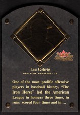 2002 Fleer Fall Classics HOF Plaque #9 Lou Gehrig 0194/1939 YANKEES DIE CUT