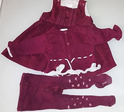Bonito Conjunto JACADI Vestido+Chaleco+Medias 6 Mes Espléndido - Imagen 1 de 4