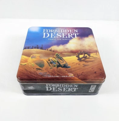 FORBIDDEN DESERT Board Game Used Missing 2 Sand Tiles Dented Tin GameWright - Image 1 of 4