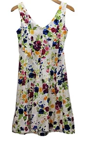 RALPH LAUREN CHAPS Gr. 4 Kleid geblümt blau weiß Baumwolle ärmellos A-Linie - Bild 1 von 5