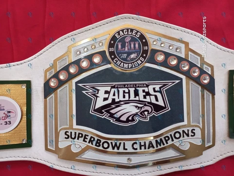 Philadelphia Eagles Superbowl Championship Leather title belt Adult size 2MM 4MM Cover