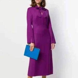 $2K Escada wool long midi dress purple sz 44 14 XL - Picture 1 of 21