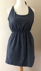 J Crew Dress Womens Chambray Holiday Short Tie Neck Summer With Pockets Size S - Picture 1 of 11