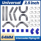 2.5" INCH 64MM ALUMINUM TURBO INTERCOOLER PIPING KIT UNIVERSAL PIPES CLAMP BLUE