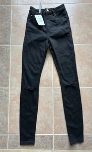 New ! Asos denim knee distressed black slim jeans women 25 - Picture 1 of 11