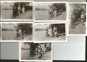 6) 1935 VINTAGE PHOTOS SAN JOAQUIN RIVER HERNDON  FRESNO CA FAMILY SWIMMING KIDS - Picture 1 of 8