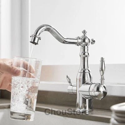 Euro Chrome 3 Way Kitchen Sink Faucet Water Mixer RO Purified Filter Tap Spout - Image 1 of 4