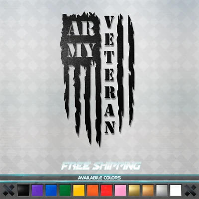 Veteran Distressed American Flag US ARMY Vinyl Decal Sticker - Car Window Truck - Image 1 of 3