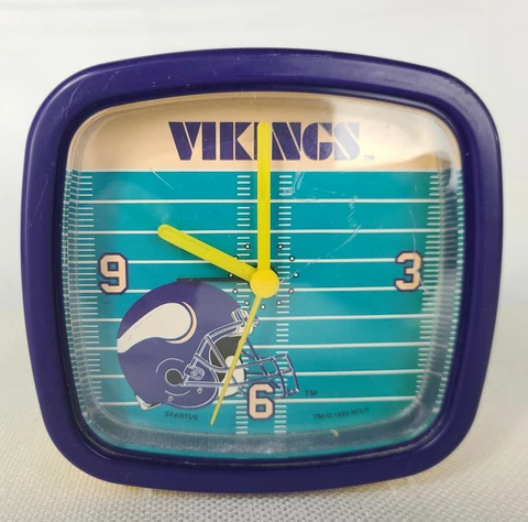 Vintage Spartus Minnesota Vikings NFL Alarm Clock 1993 MISSING BATTERY COVER Cover