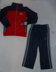 NEW ADIDAS Track Jacket Pants Kids Boys children’s 4 Gray and Red NWT KK45 - Picture 1 of 1