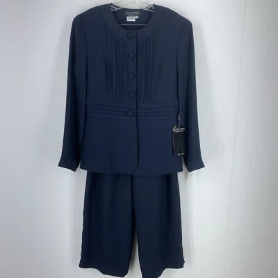 Vtg Cynthia Howie 10 Pant Suit Professional Office Cottage Core Minimal Blue NEW - Image 1 of 4