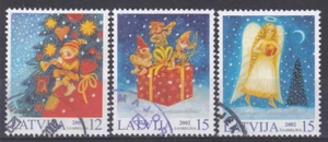 LETONIA 2002 Navidad, juego completo de sellos usados - Imagen 1 de 1