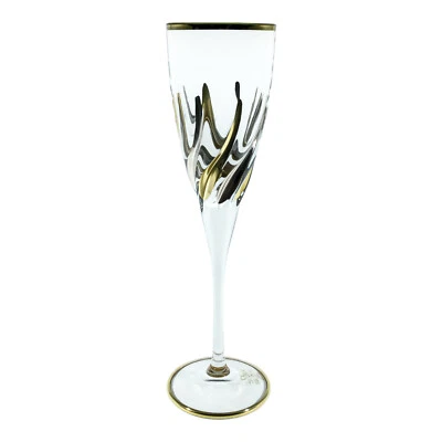 Murano Champagne Wine Glass Hand Painted Gold Silver - Image 1 of 2