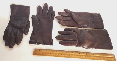 2 Pair Vintage Brown Leather Fownes Gloves *1 Pair Is Cashmere Lined *Size 6.5 - Image 1 of 4