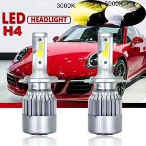 2x Dual Color H4 LED Car Headlight 6000K White+3000K Yellow Hi/Lo Light Bulb - Picture 1 of 15