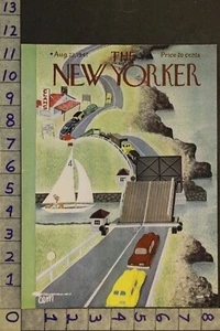 1947 NEW YORKER COVER VINTAGE NYB17 MARTIN SAIL BOAT BRIDGE AUTO COAST - Picture 1 of 1