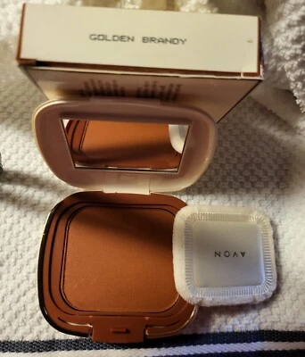 Avon's Bronze Glow Bronzing Powder,  Pressed,  GOLDEN BRANDY, w/ Mirror & Puff - Image 1 of 2