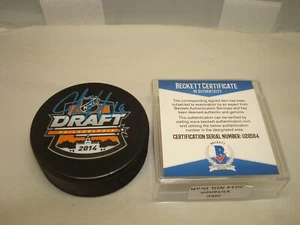 Jake Virtanen Signed 2014 NHL Draft Hockey Puck Canucks Auto. Beckett BAS COA 1A - Picture 1 of 3