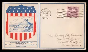 1932 US 727 Peace Proclamation Patriotic Shield & Washington HQ Cachet Stamp FDC - Picture 1 of 1