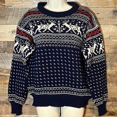 DALE OF NORWAY Vintage  Wool Fair Isle Sweater Nordic Snowflake Unisex Size M - Image 1 of 4