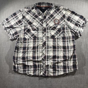 Harley Davidson Men's 3XL Plaid Chest Patch Button Down Garage Shirt - Picture 1 of 8