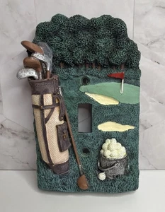 Lichtschalter Wandplatte Golf Motiv 3D Schläger Bälle Loch grüne Abdeckung - Bild 1 von 1