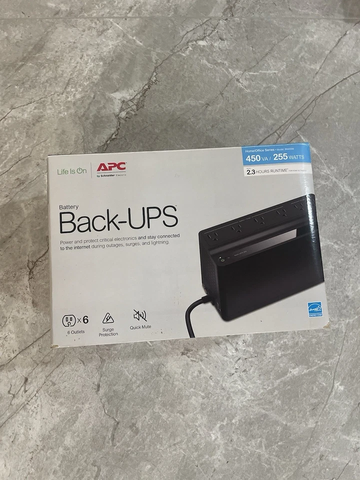 SCHNEIDER ELECTRIC APC Back-UPS, 6 Outlets, 450VA, 120V, Retail - Image 1 of 3