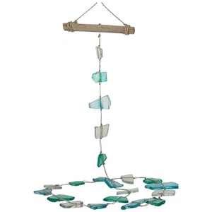 Percha artesanal para decoración de pared de madera a la deriva y vidrio marino 36" - Imagen 1 de 1
