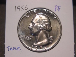 1956 WASHINGTON QUARTER ORIGINAL TONED PROOF POPULAR DATE FREE SHIPPING - Picture 1 of 2