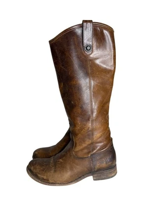 Botas Frye Melissa Botón Pull On Mujer Talla 7 B Marrón Alto Cuero Envejecido Foto 1 de 4
