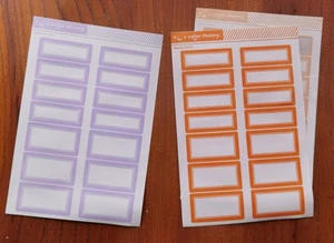 Color Theory rectangular label stickers Peachy Keen Lavender Soda Orange County - Picture 1 of 9