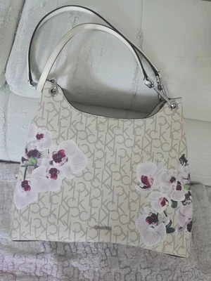 Calvin Klein Flowers Shoulder Bag Signature Satchel Purse - Image 1 of 2
