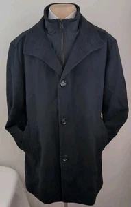Hugo Boss Coxtan4 Mens Wool Cashmere Collared Black Button Up Peacoat Size 44 R - Picture 1 of 15