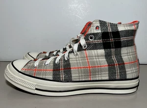 Converse Chuck 70 Hi Top Sneaker Shoe Plaid Tweed Desert Tartan Egret Men's 10.5 - Picture 1 of 14