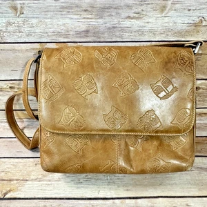 Laurel Burch Womens Tan Brown Leather Cat Novelty Crossbody Shoulder Bag - Picture 1 of 11