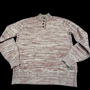 Maglione maglia Buffalo David Bitton uomo L marmorizzato bordeaux bianco bottoni collo - Foto 1 di 13